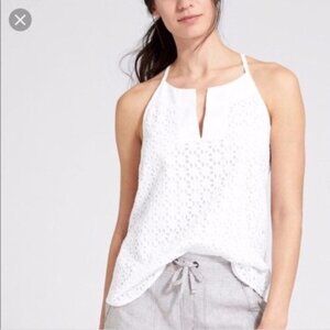 ATHLETA White Eyelet Dunes  Tank‎ Size XXS